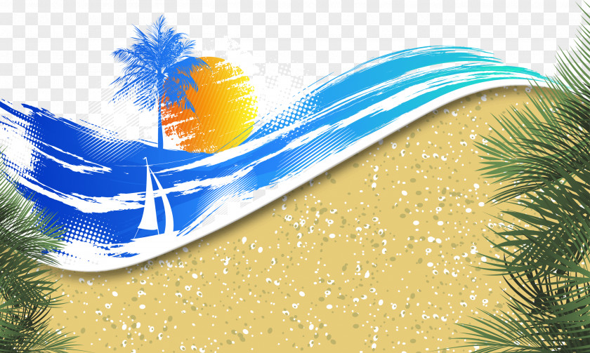 Graffiti Beach Background Decoration Vector Banner Summer PNG