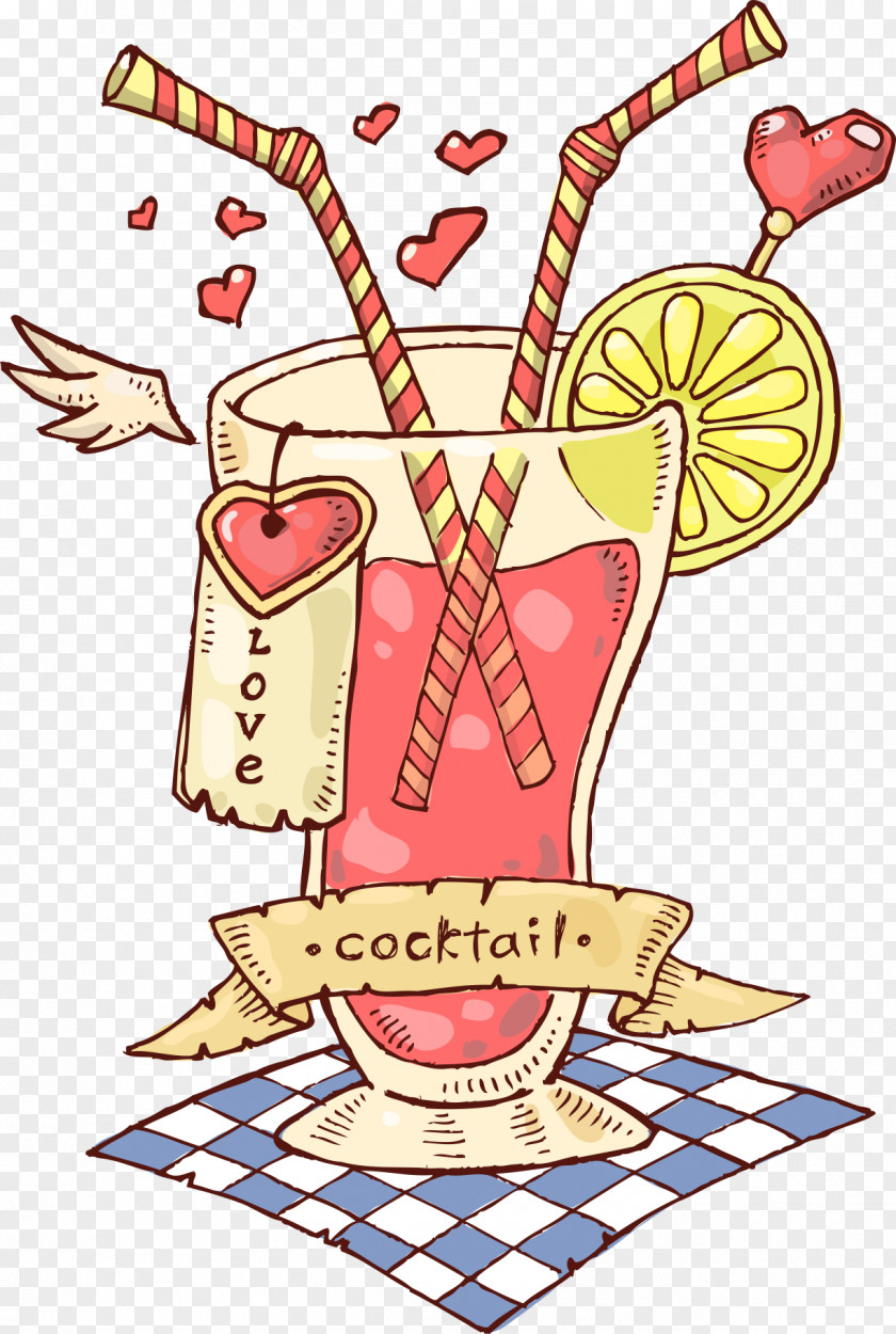 Cartoon Love Cocktail Juice Drink PNG