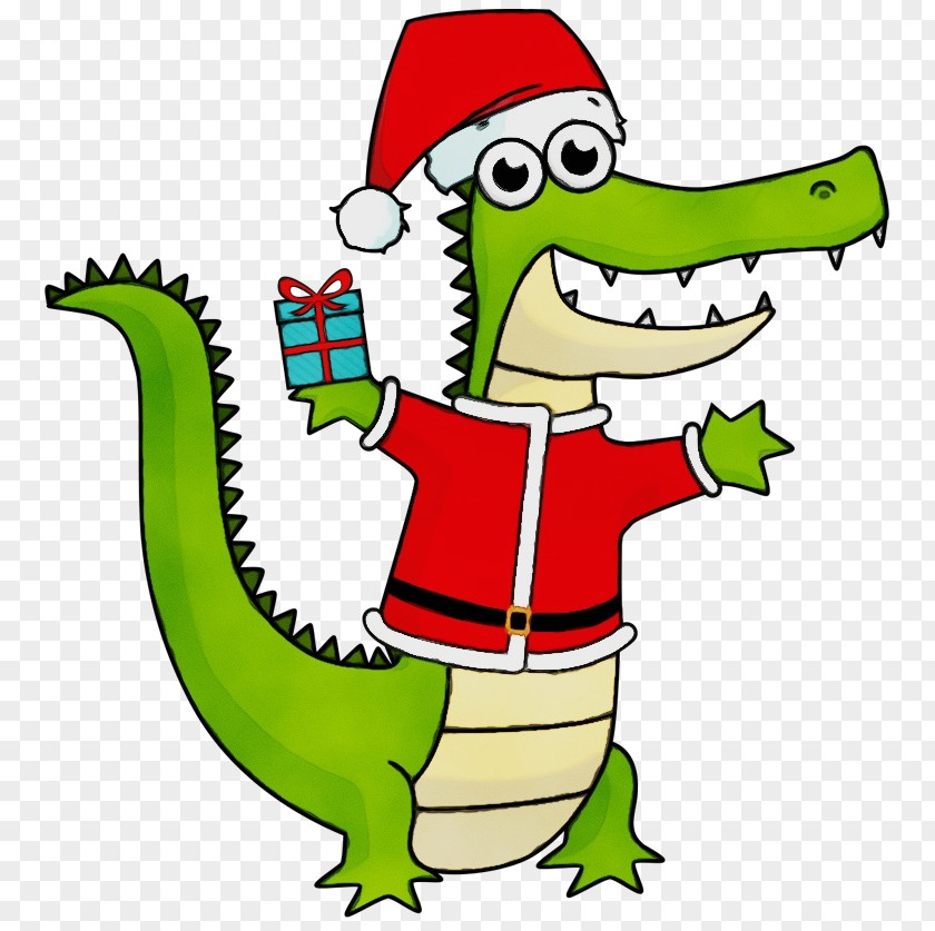 Alligator Crocodilia Christmas Tree Watercolor PNG