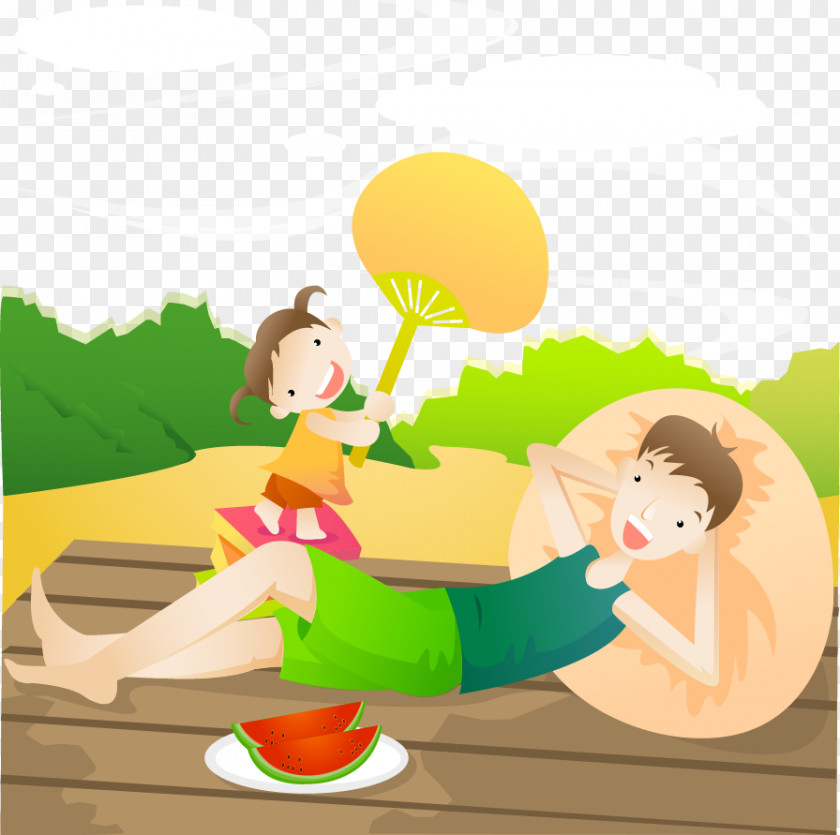 Summer Watermelon Stand Dashu Picture Book Clip Art PNG