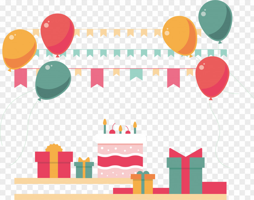 A Party With Balloon Flying Birthday PNG
