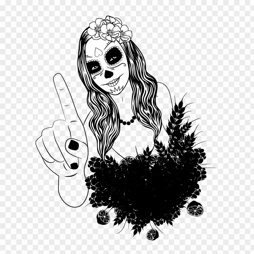 Mexican Painted Skull Banner Drawing Fashion Illustration Visual Arts PNG