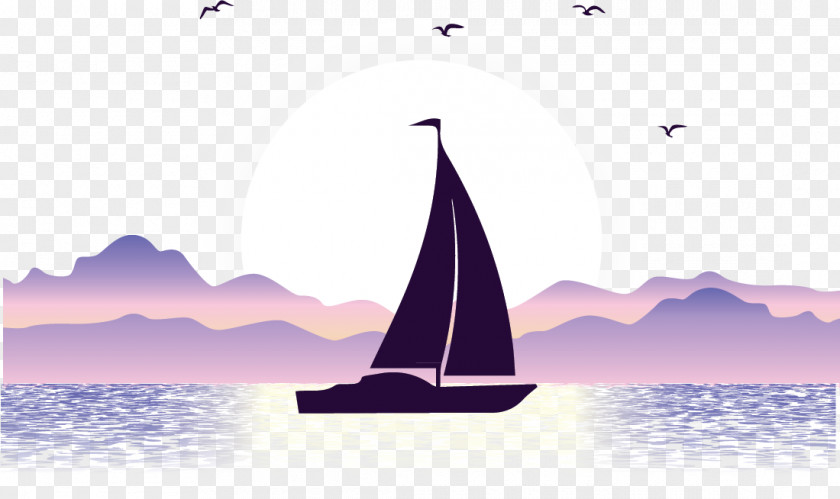 Ocean Sailing Seagull Vecteur Illustration PNG