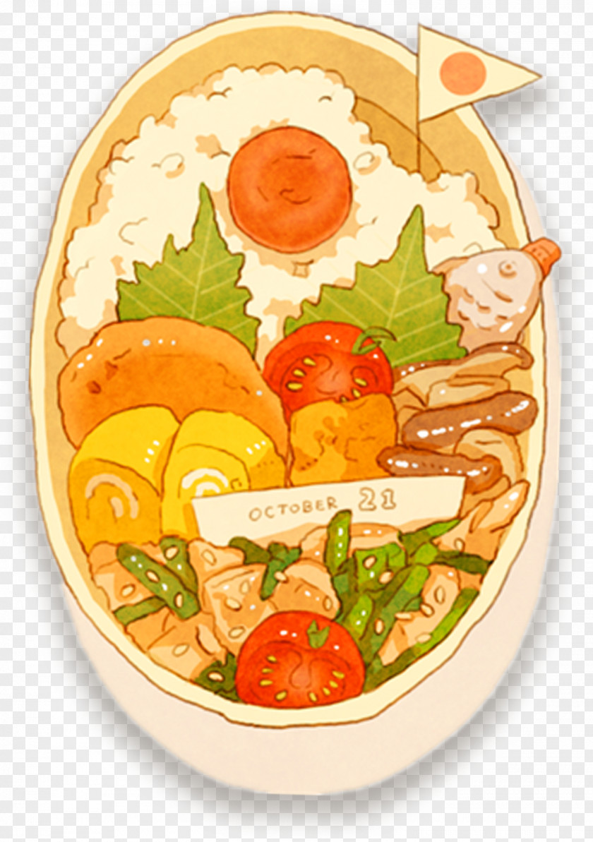 Hand Painted Japanese Bento Cuisine Fast Food PNG