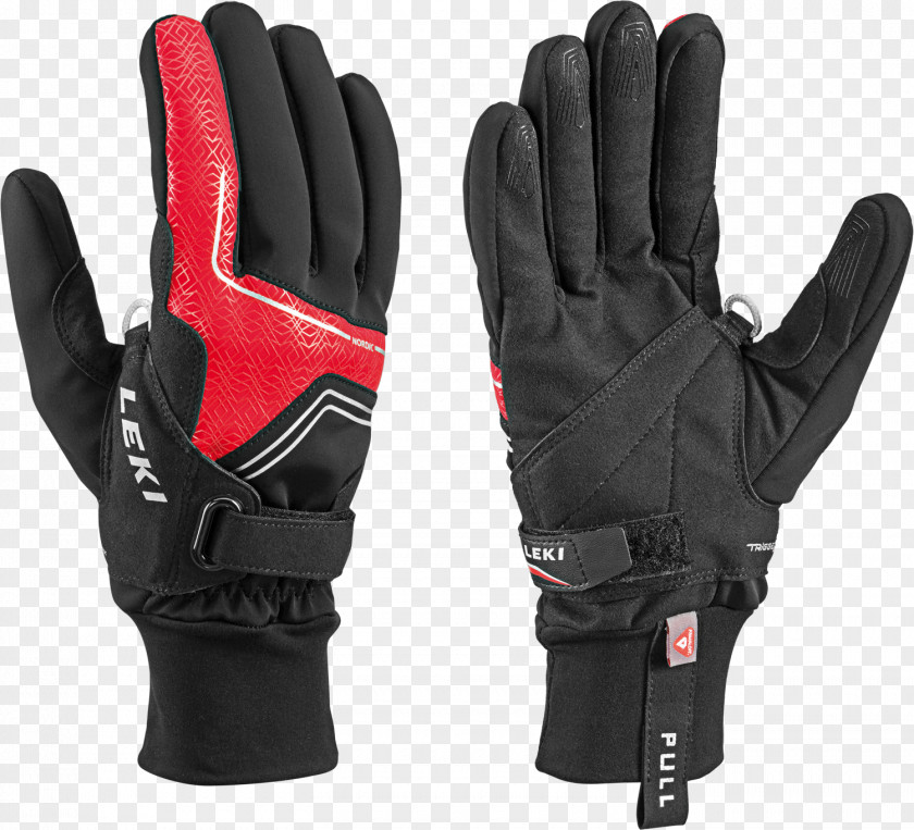 Skiing Leki Nordic Thermal Gloves Shark, Unisex, Handschuhe Thermo Black-Red-Silver, Length 204 Mm; Width 254-279 Mm Cross-country Guanto Da Sci PNG