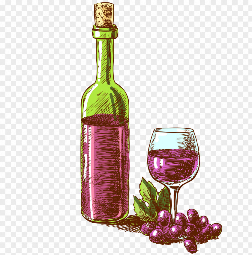 Vintage Wine Sparkling Champagne Bottle Illustration PNG