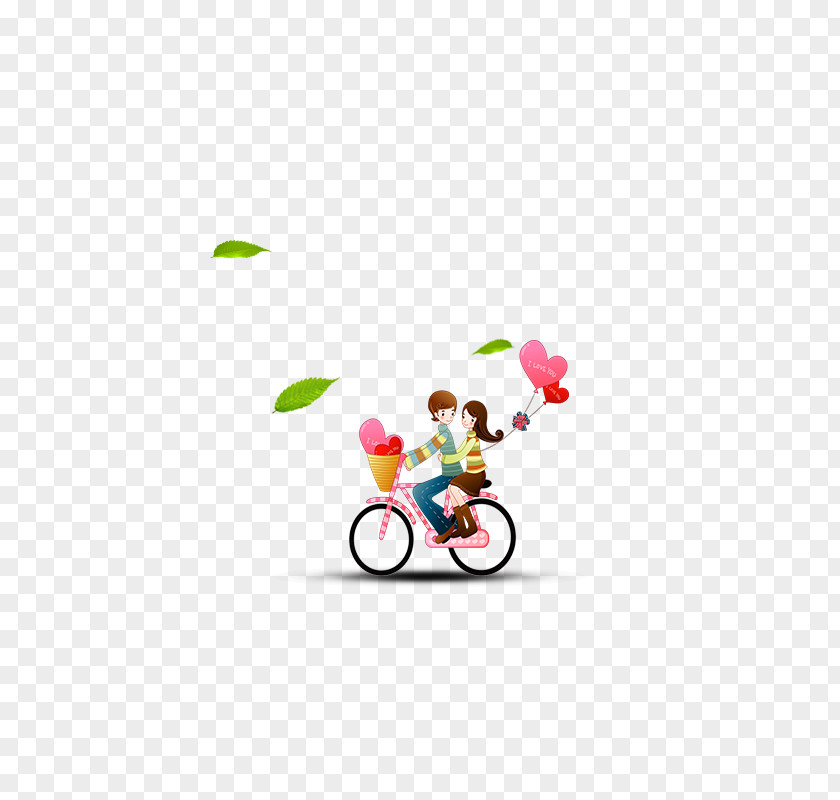 Cartoon Couple Cycling Bicycle PNG