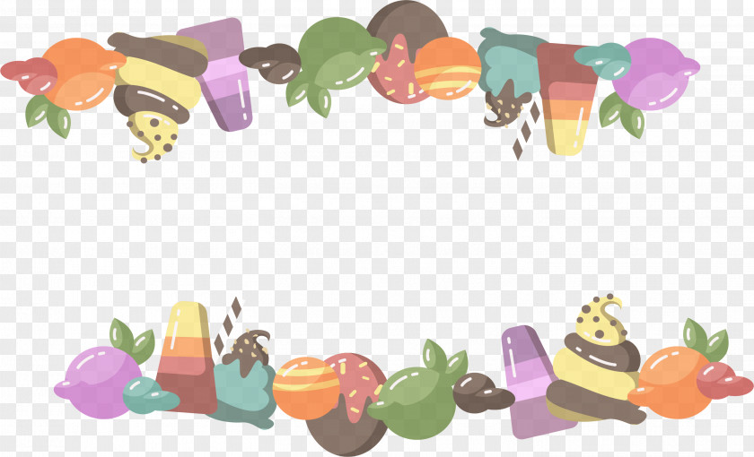 Color Frame Ice Cream Cones Pops Van Cartoon PNG