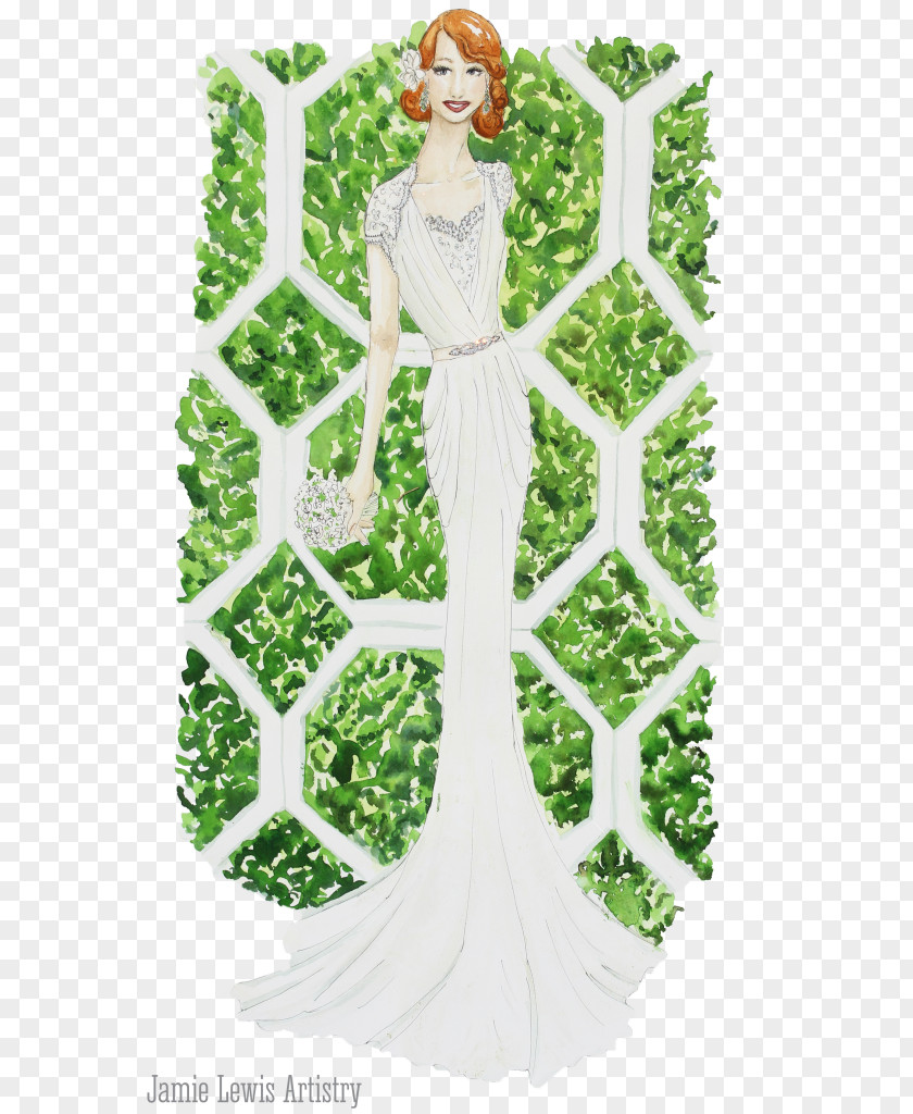 Watercolor Wedding Dress Gown Bride PNG