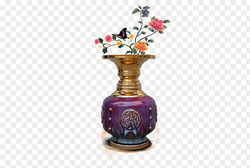 Purple Vase Porcelain Ceramic Chinoiserie PNG