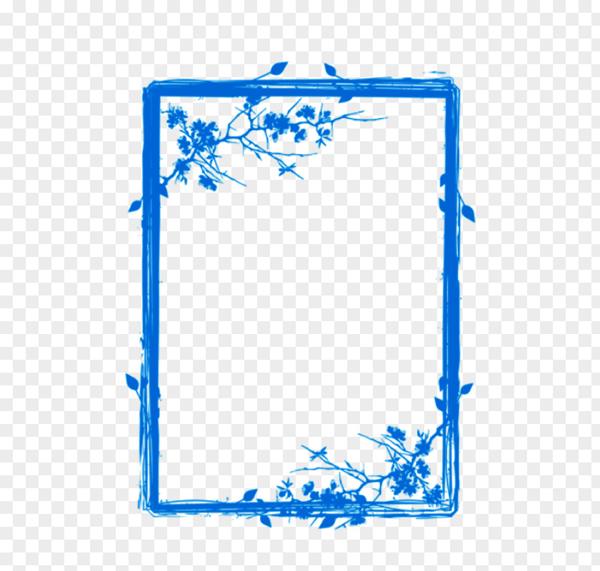 Blue Chalk Frame Plant Pattern Picture Film Line PNG