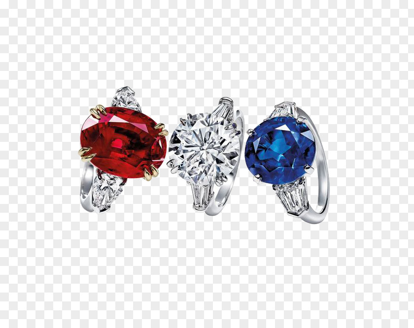 Product Physical Ruby Sapphire And Diamond Ring Gemstone Jewellery PNG