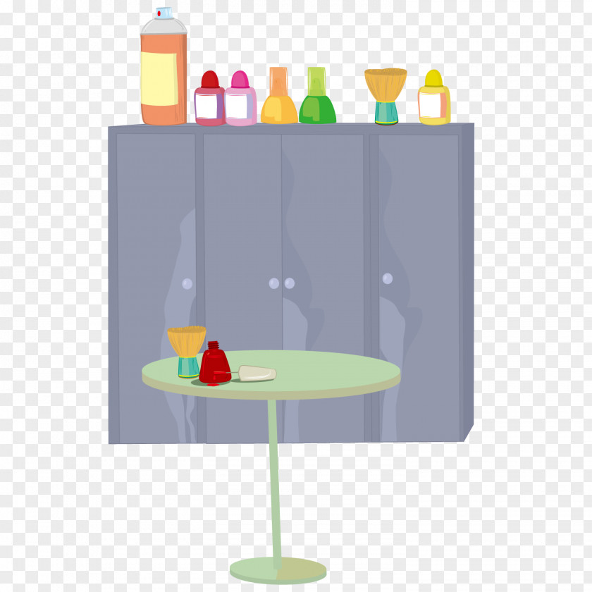Cartoon Coffee Table And Cabinet PNG