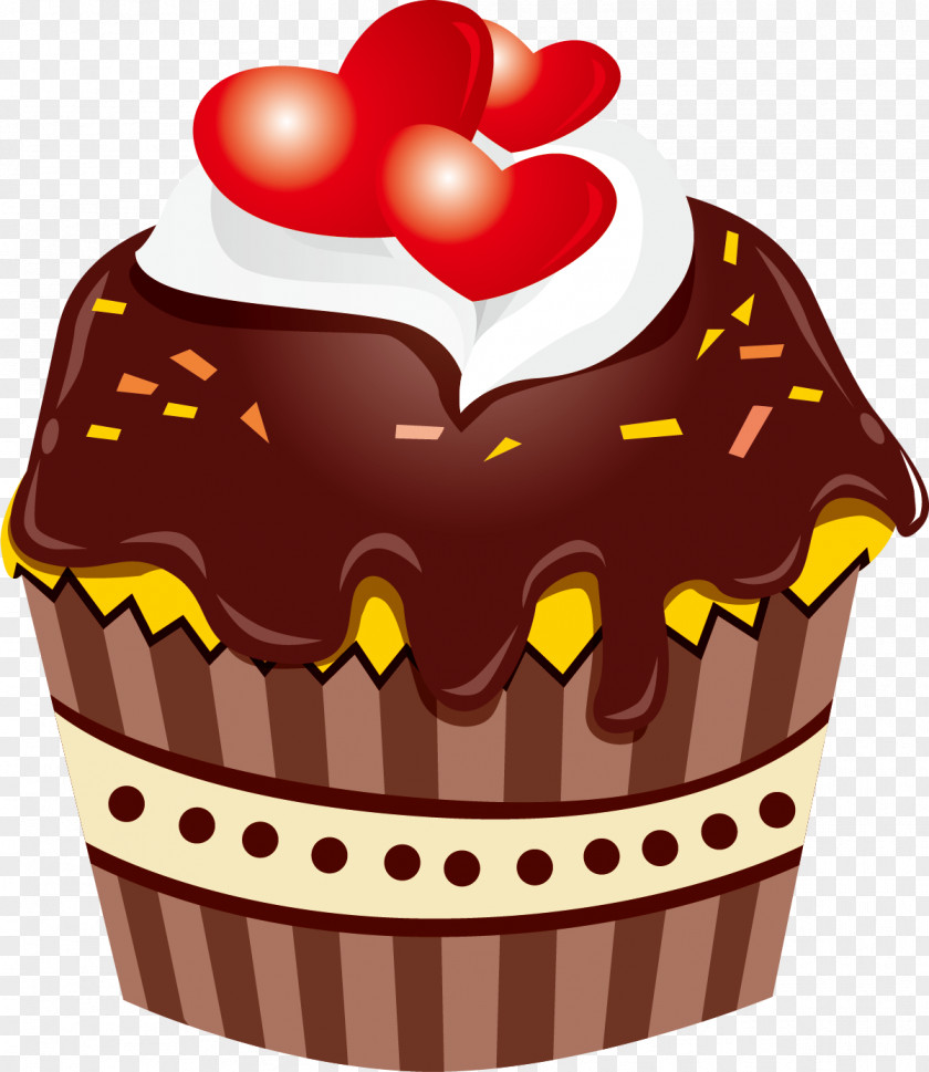 Hand Painted Chocolate Cake Cupcake Birthday Cream Icing PNG