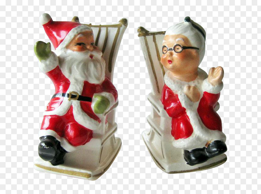 Santa Claus Salt & Pepper Shakers Mrs. Christmas Ornament Day PNG