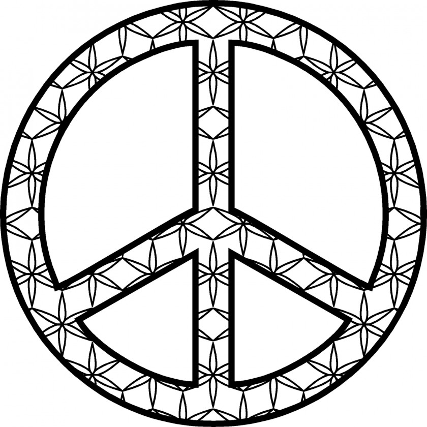 Printable Peace Sign Coloring Book Symbols Mandala PNG