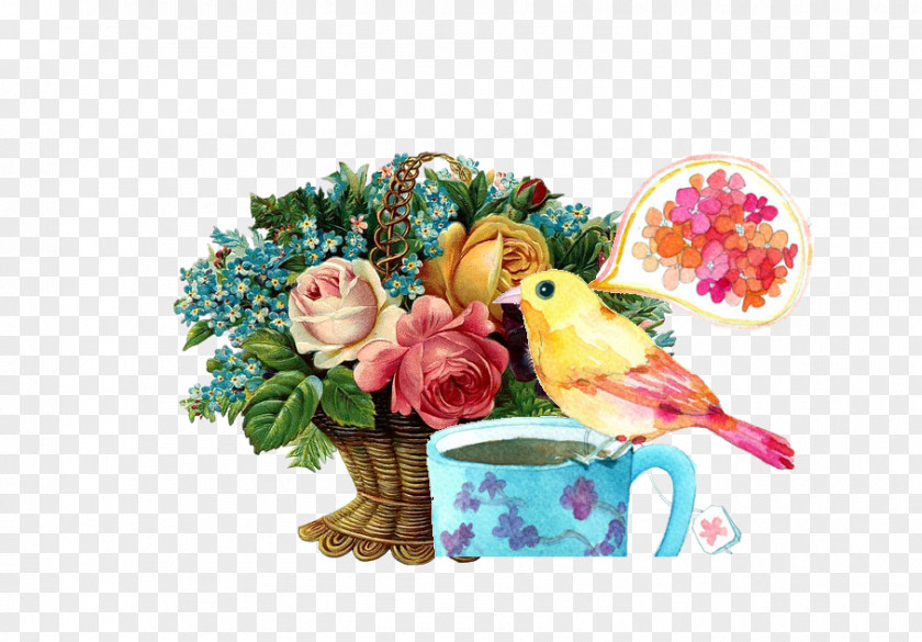 Bird Cup Flower Bouquet Floral Design Raster Graphics Clip Art PNG