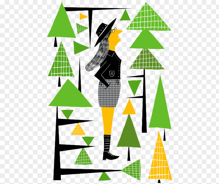 Cartoon Trees And Women Drawing Clip Art PNG