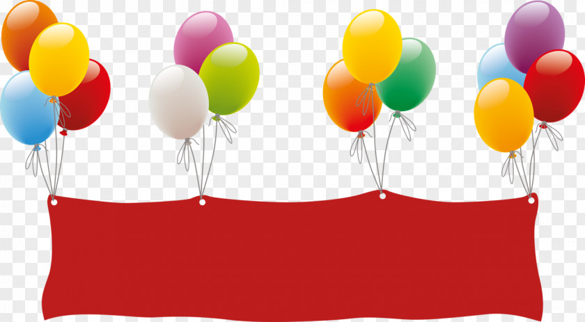 Cartoon Balloon Red Banners Birthday Clip Art PNG