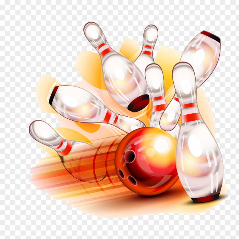 Red Bowling And Pins Pin Ball Illustration PNG
