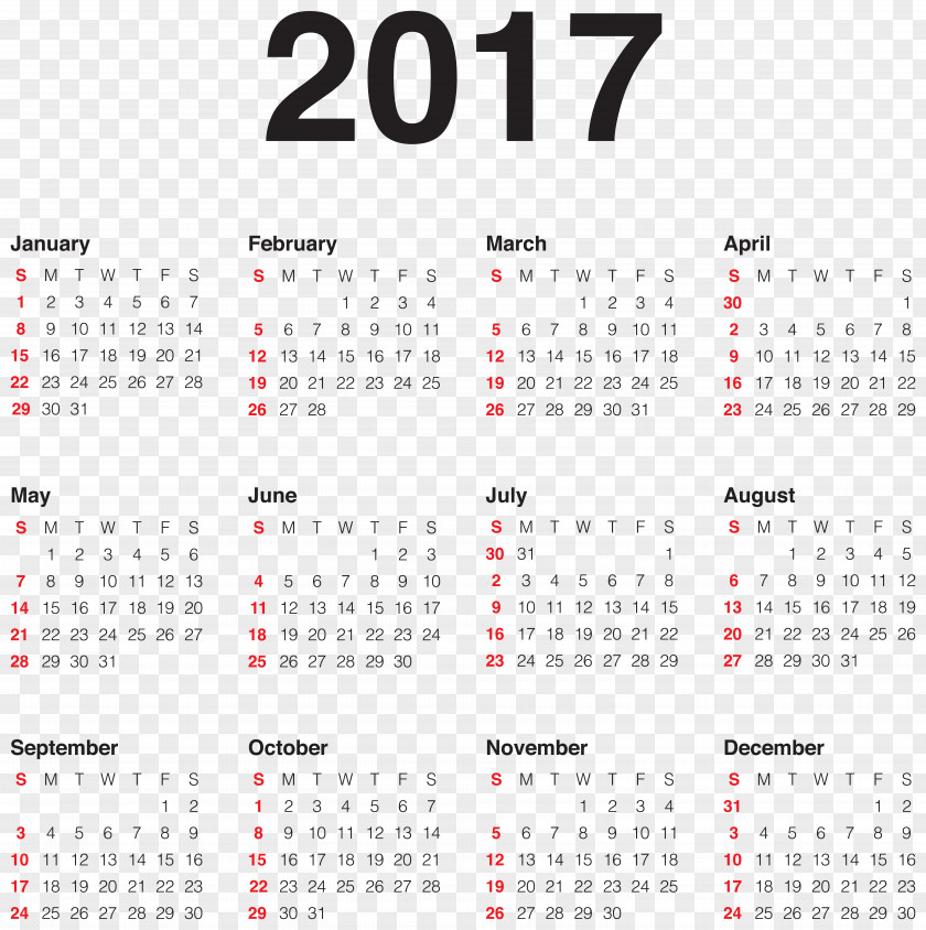 2017 Calendar Transparent PNG Clip Art Image New Year's Day Holiday PNG