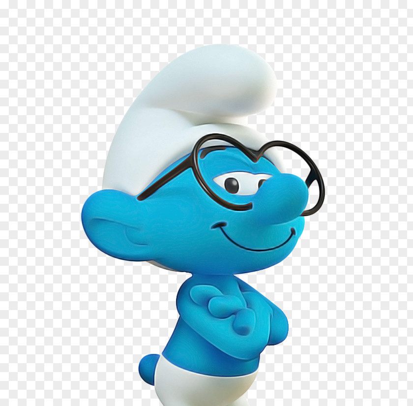 Action Figure Animation Brainy Smurf Blue PNG