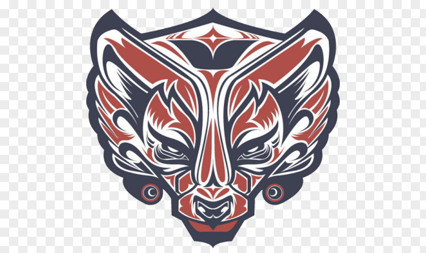 Red And Blue Lion Pattern Badge Haida People Graphic Design Idea Drawing PNG