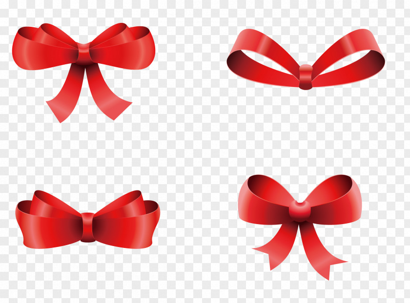 Vector Red Bow Material Christmas Ribbon Clip Art PNG