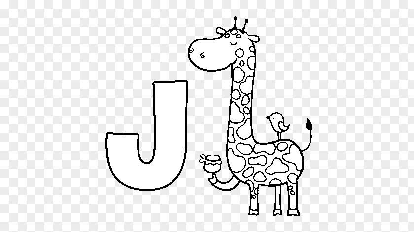 Giraffe Drawing Coloring Book J Letter Alphabet PNG