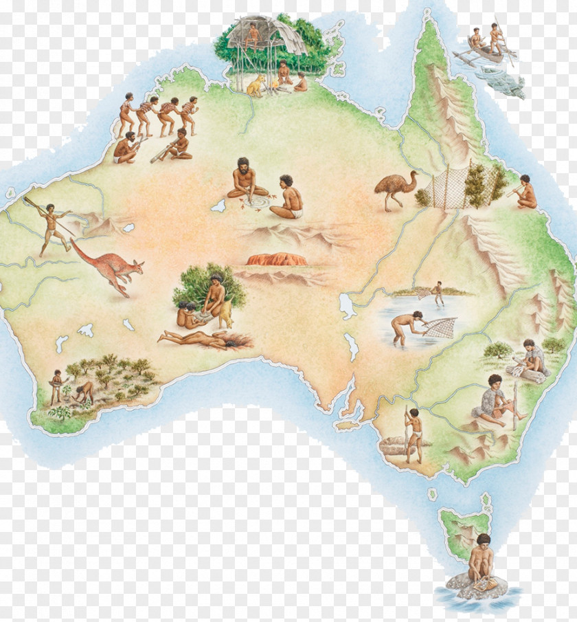 Ancient Australia Map Prehistory Of Quinkan Rock Art Illustration PNG