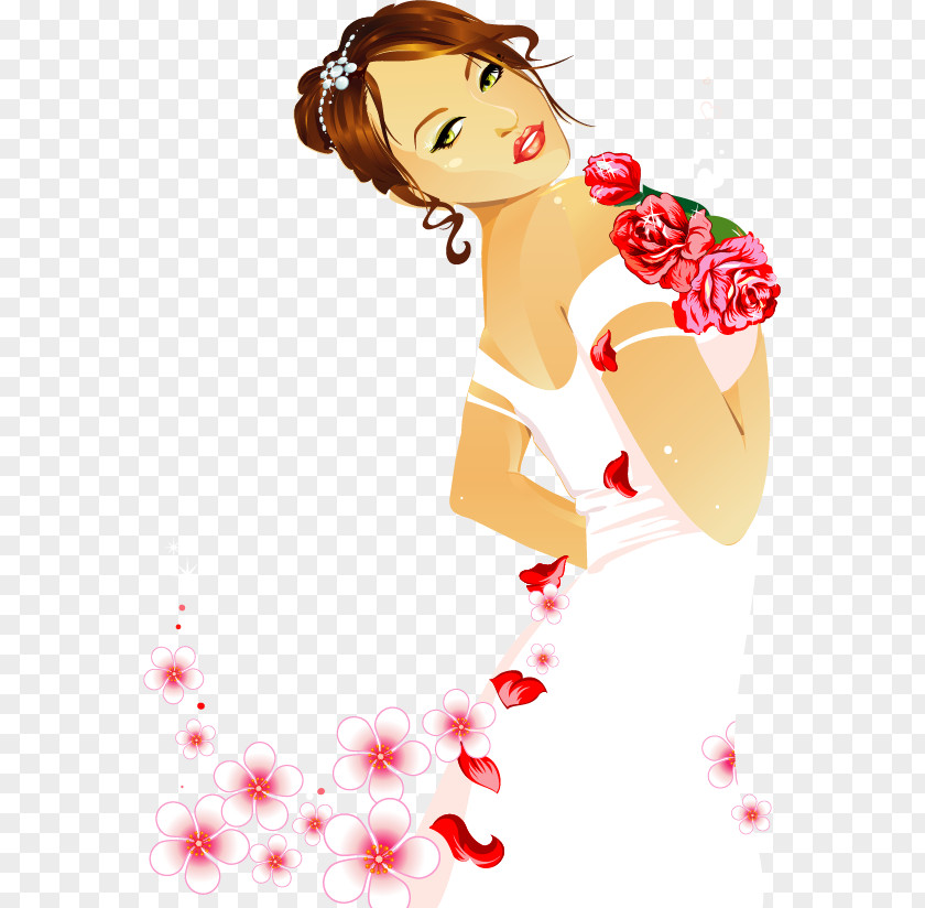 Vector Hand-drawn Happy Bride Drawing Euclidean Illustration PNG