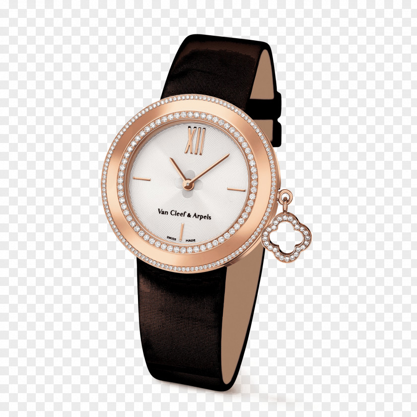 Watch Van Cleef & Arpels Silver Charm Bracelet Clock PNG