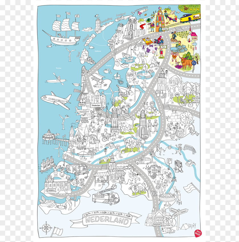 Map WYLIWYG Very Mappy Haarlem Kleurplaat PNG