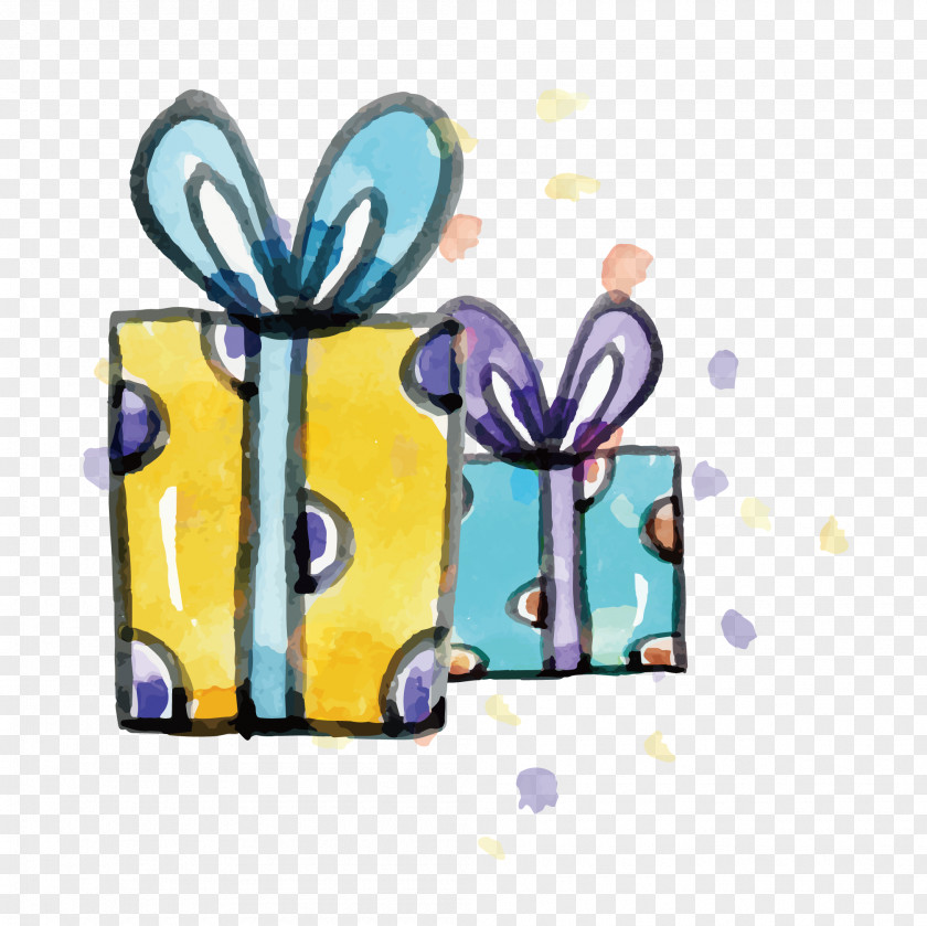 Watercolor Gift Painting Clip Art PNG