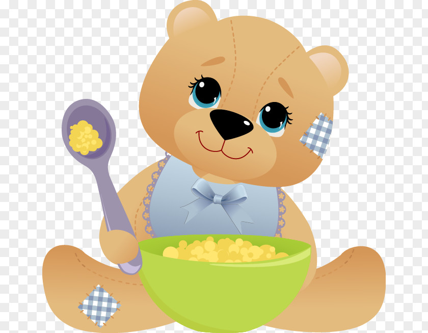 Cartoon Bear Eating Pattern Birthday PNG