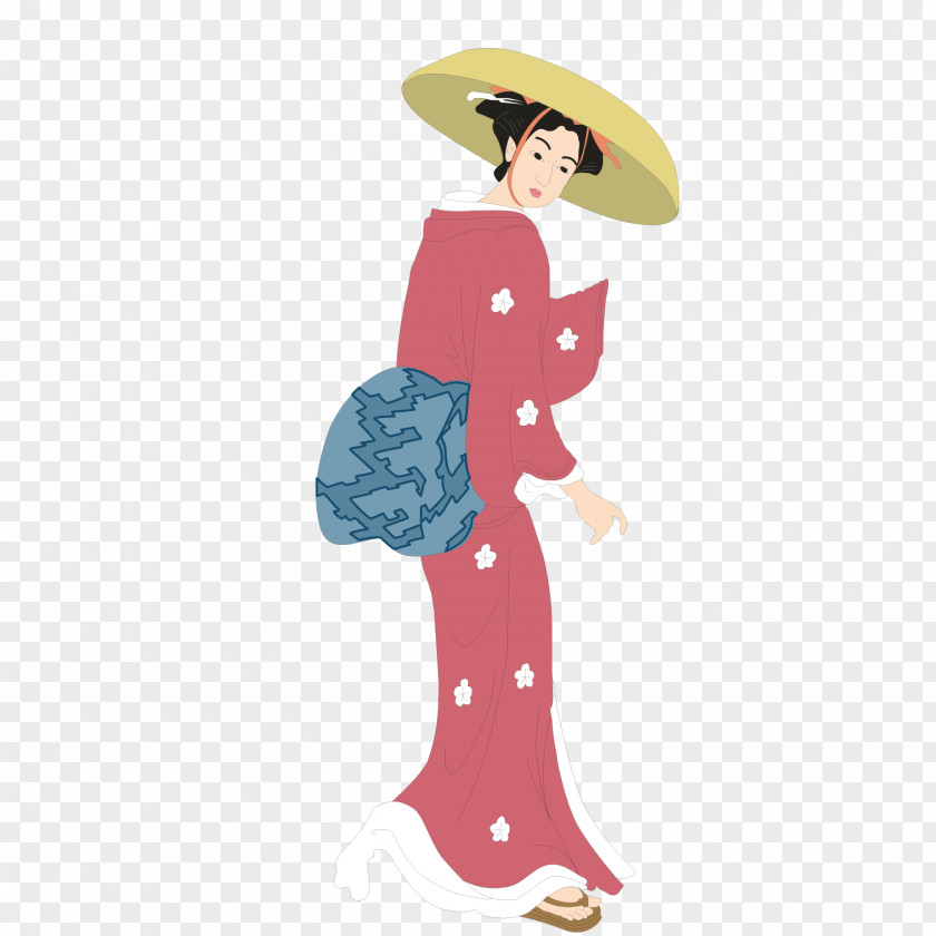 Pink Japanese Poster Material Japan Woman PNG