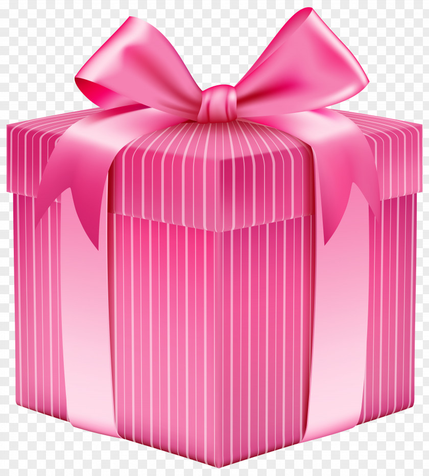 Pink Striped Gift Box Clipart Picture Christmas Clip Art PNG