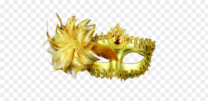 Golden Flower Mask Masquerade Ball PNG
