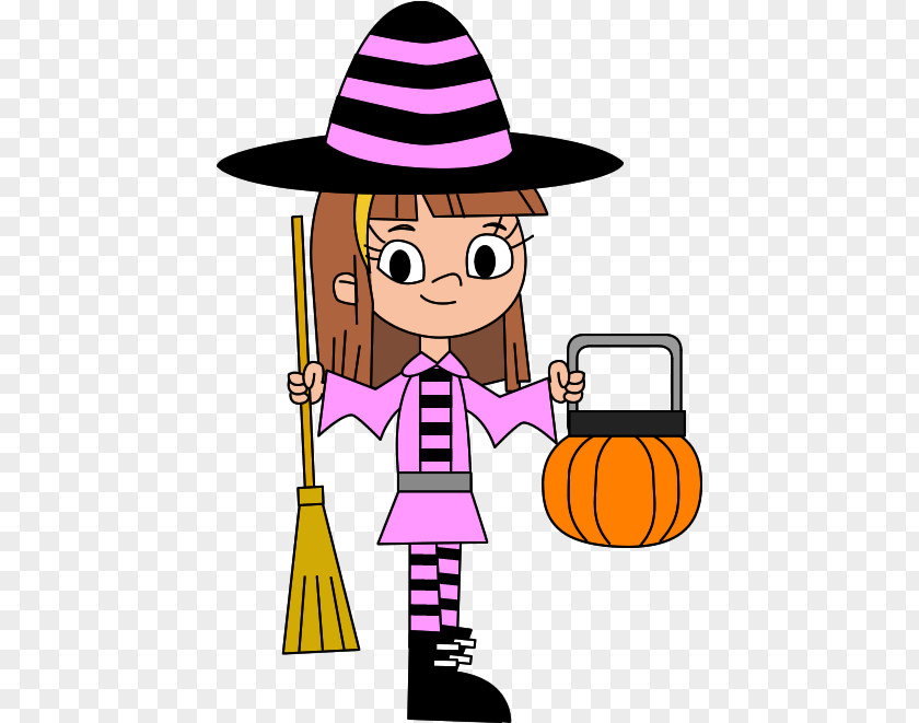 Sombrero Broom Halloween Cartoon Background PNG