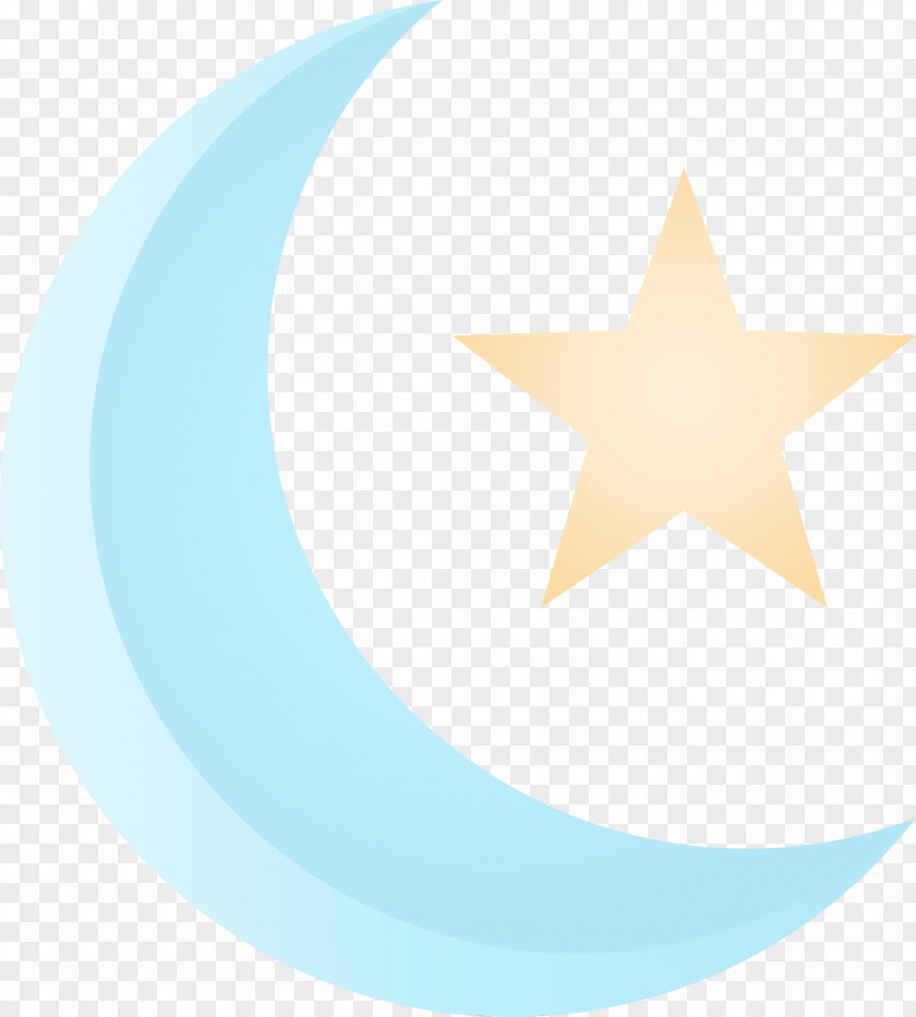 Aqua Turquoise Crescent Circle Star PNG