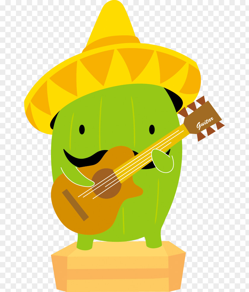 Cactus Playing The Guitar. PNG