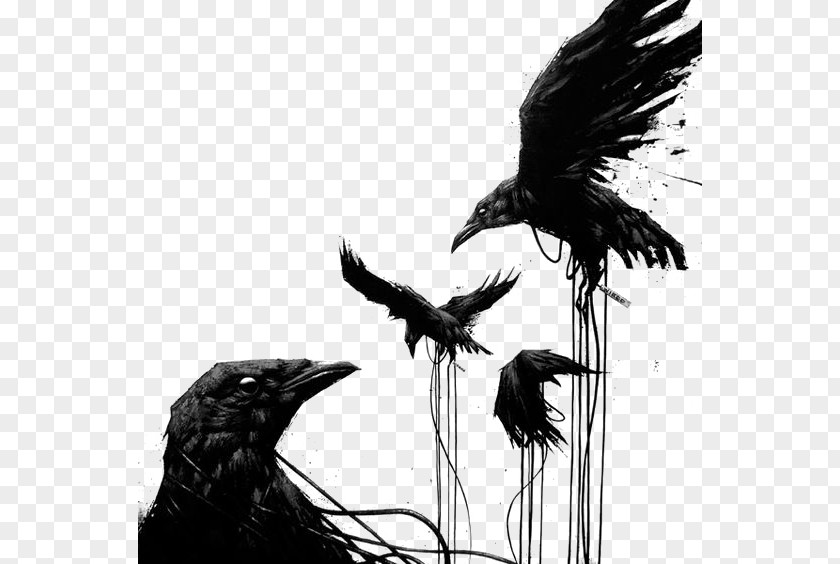 Crow Common Raven Bird House Tattoo Art PNG