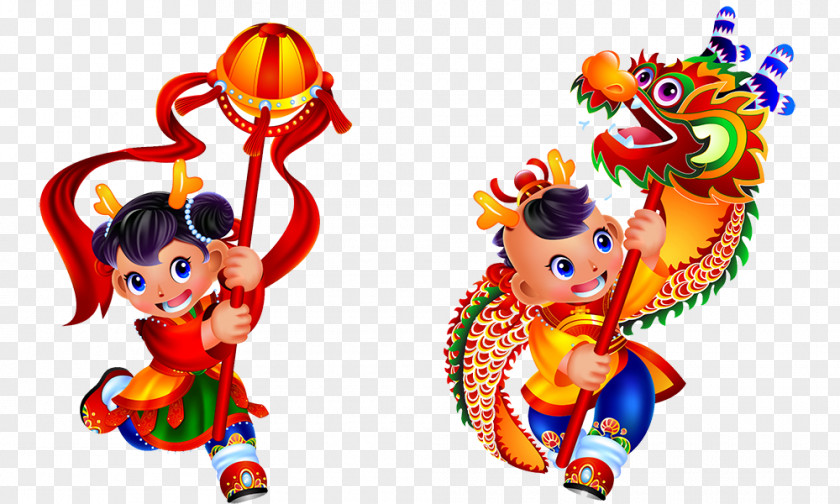 Dragon Element Chinese New Year Dance Lion Illustration PNG