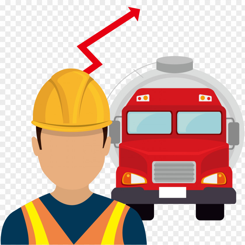 Oil Workers And Red Car Royalty-free Illustration PNG