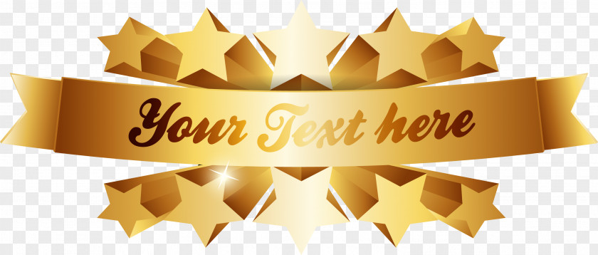 Gold Ribbon Texture Title Stars PNG