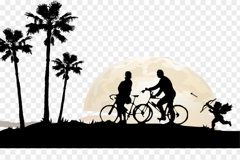 Couple Cycling Vector Diagram Fathers Day Silhouette Clip Art PNG