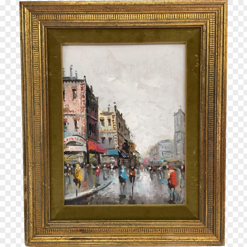 Oil Paintings Picture Frames Painting Art Paris Street; Rainy Day PNG