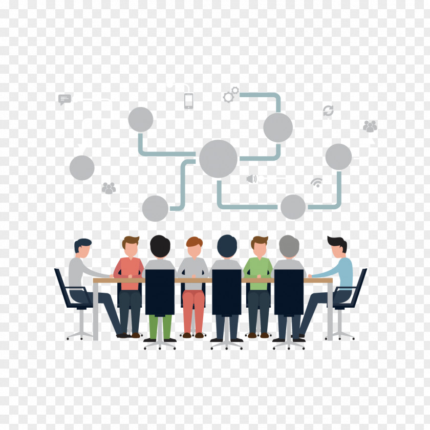 Vector Business People And Icons Meeting Illustration PNG