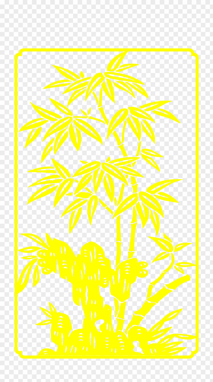 Yellow Bamboo Motif Pattern PNG