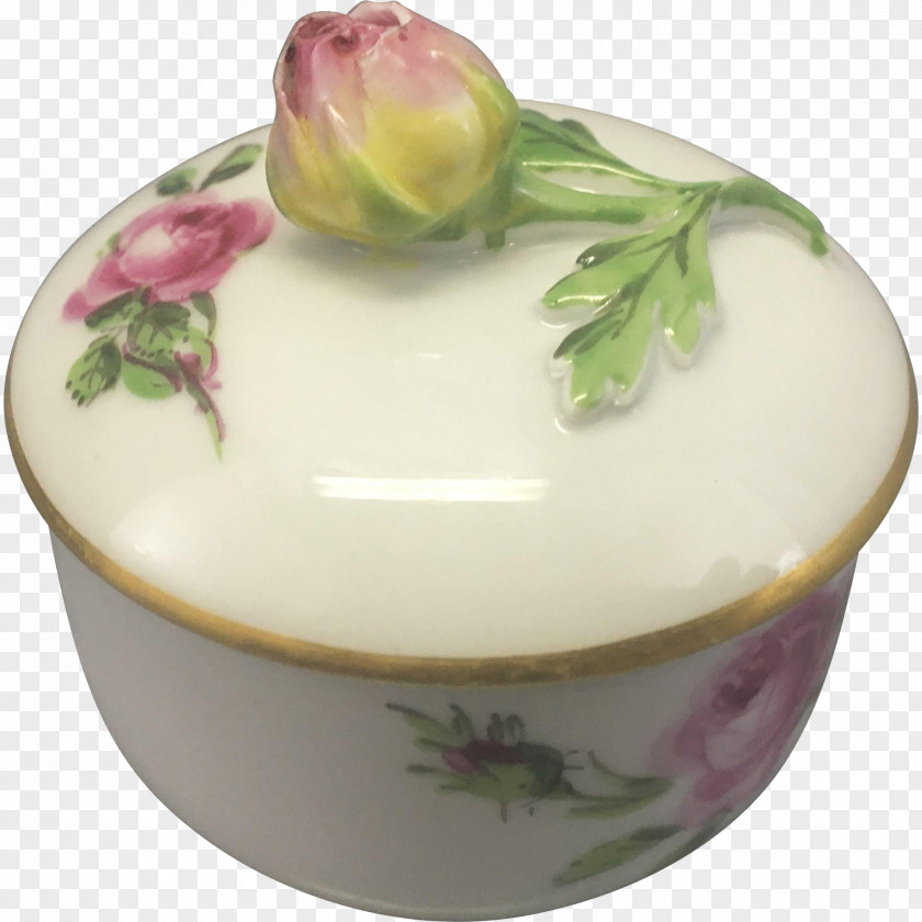 Small Porcelain Trinket Box Meissen Plate Tableware PNG